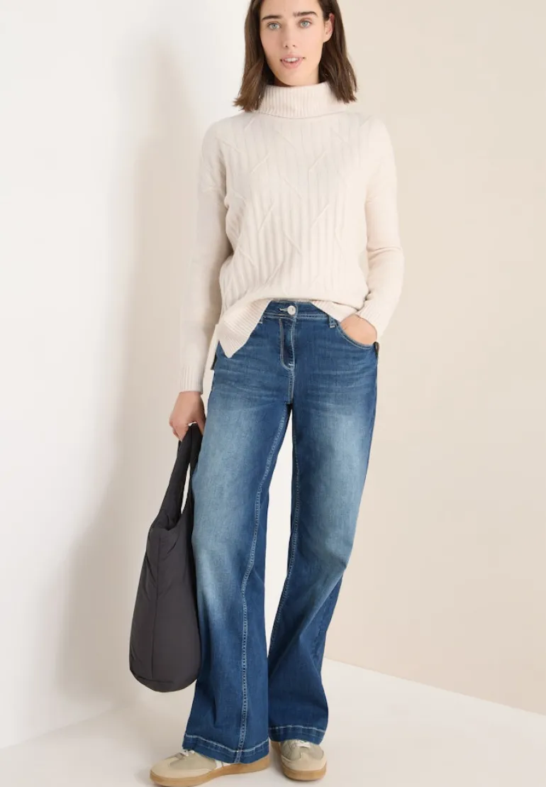 Struktur Rollkragenpullover light greige