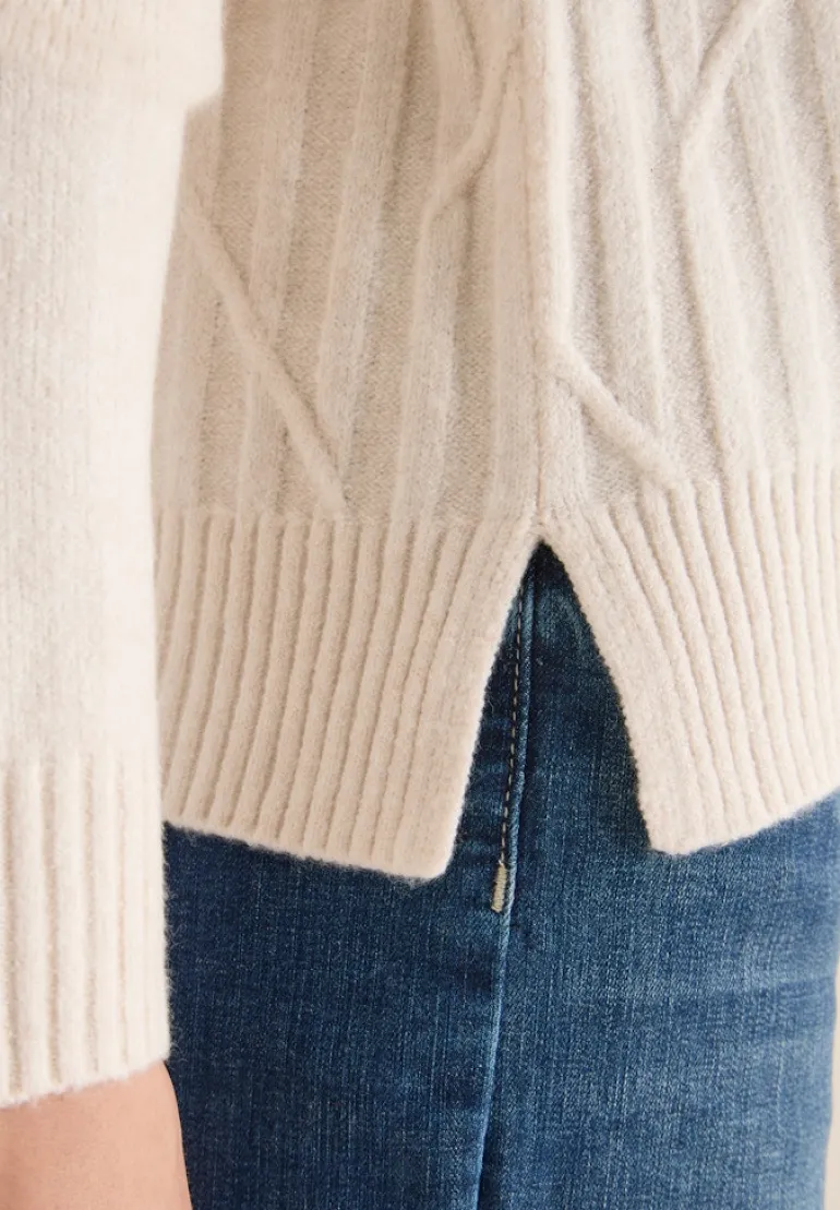 Struktur Rollkragenpullover light greige