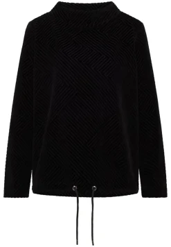 Strukturshirt mit Funnelneck black