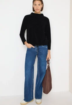 Strukturshirt mit Funnelneck black