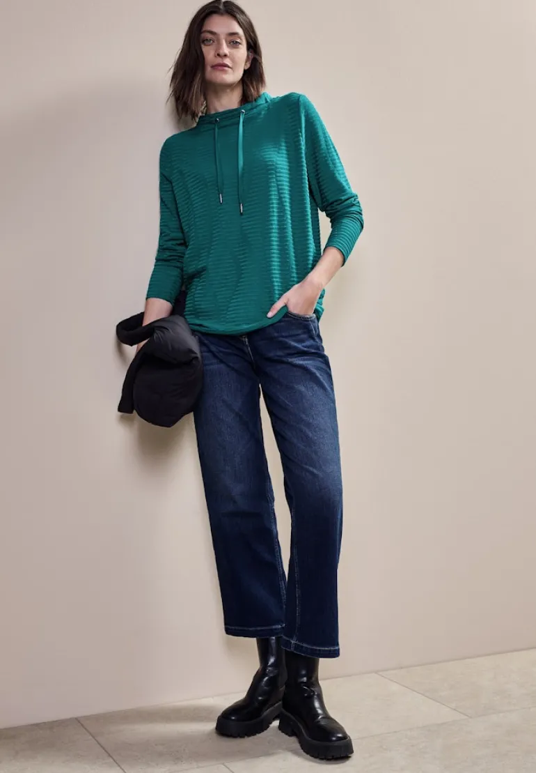 Strukturshirt petrol green