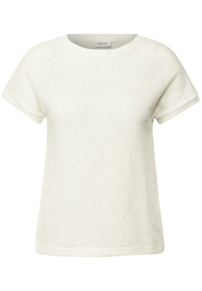 Struktur-T-Shirt vanilla white