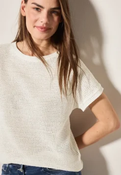 Struktur-T-Shirt vanilla white