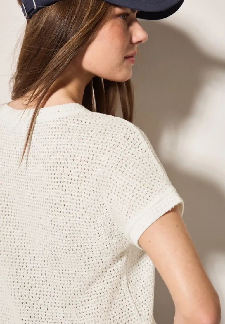 Struktur-T-Shirt vanilla white