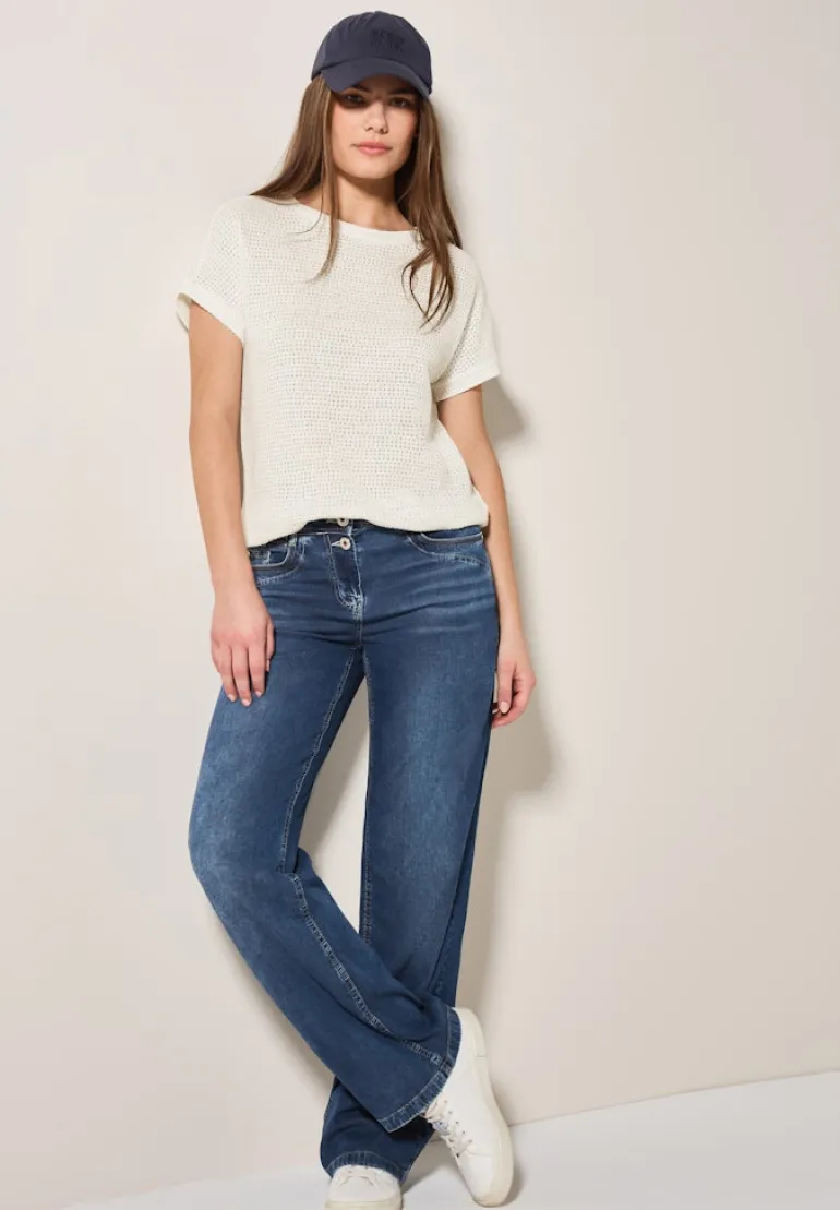 Struktur-T-Shirt vanilla white