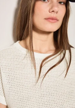 Struktur-T-Shirt vanilla white