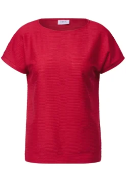 Struktushirt in Unifarbe glazed apple red