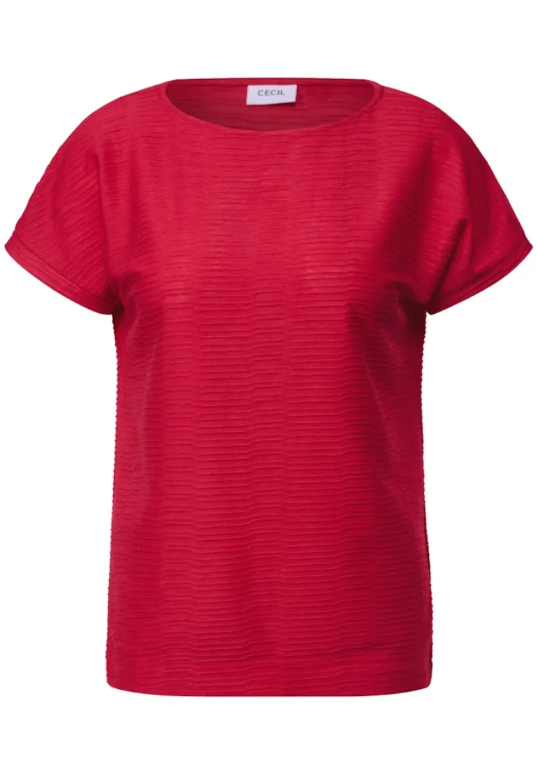 Struktushirt in Unifarbe glazed apple red