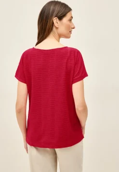 Struktushirt in Unifarbe glazed apple red