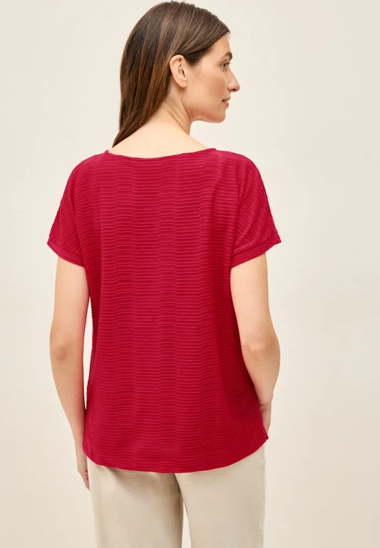 Struktushirt in Unifarbe glazed apple red