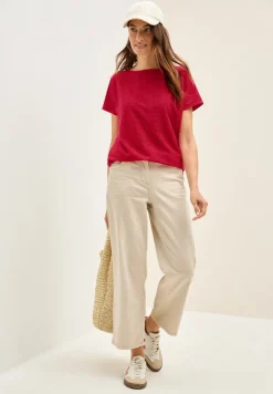Struktushirt in Unifarbe glazed apple red