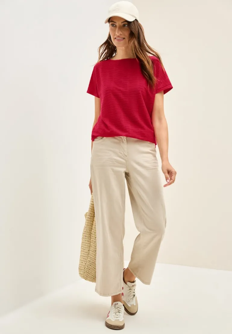 Struktushirt in Unifarbe glazed apple red