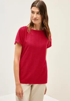 Struktushirt in Unifarbe glazed apple red