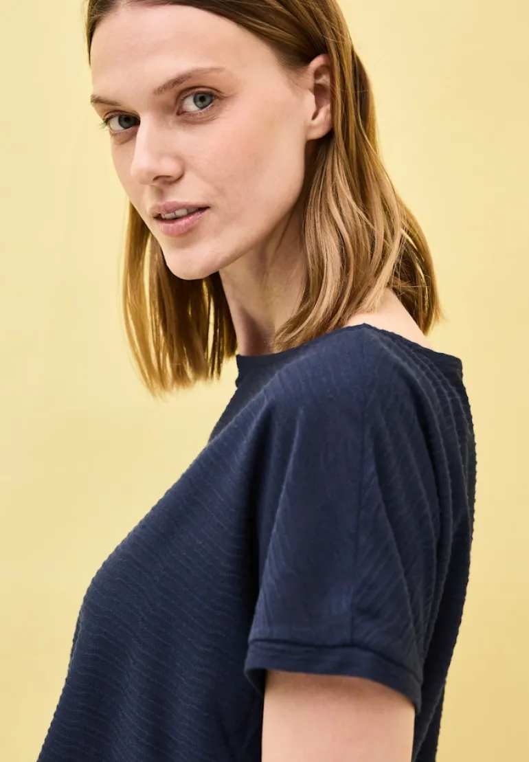 Struktushirt in Unifarbe urban navy blue