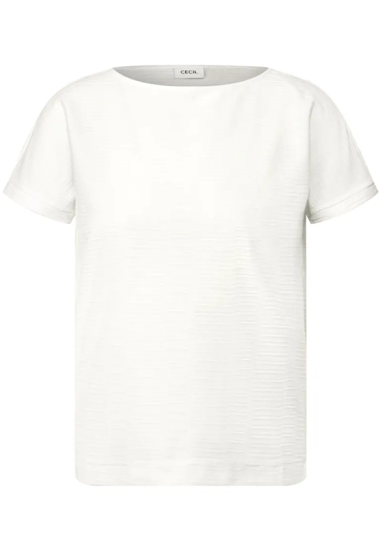Struktushirt in Unifarbe vanilla white