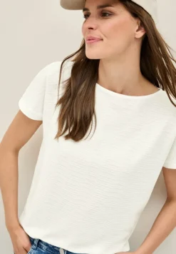 Struktushirt in Unifarbe vanilla white