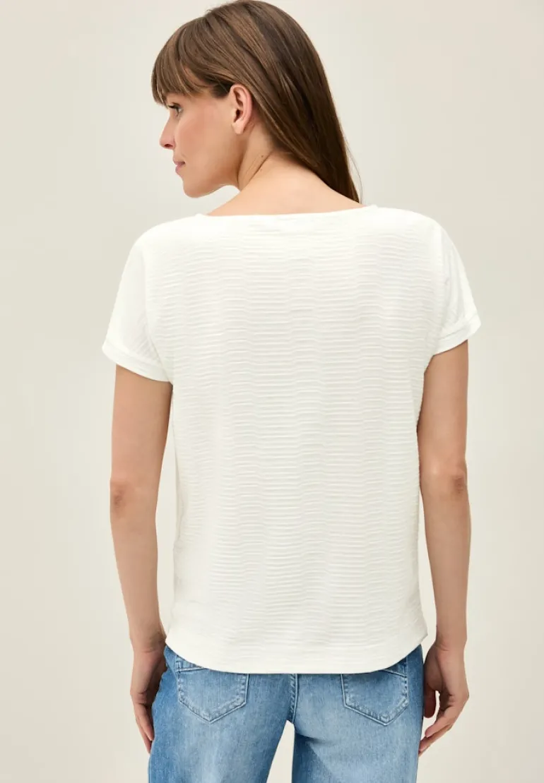 Struktushirt in Unifarbe vanilla white