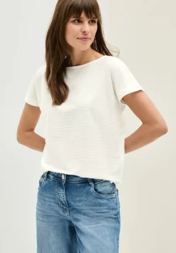 Struktushirt in Unifarbe vanilla white