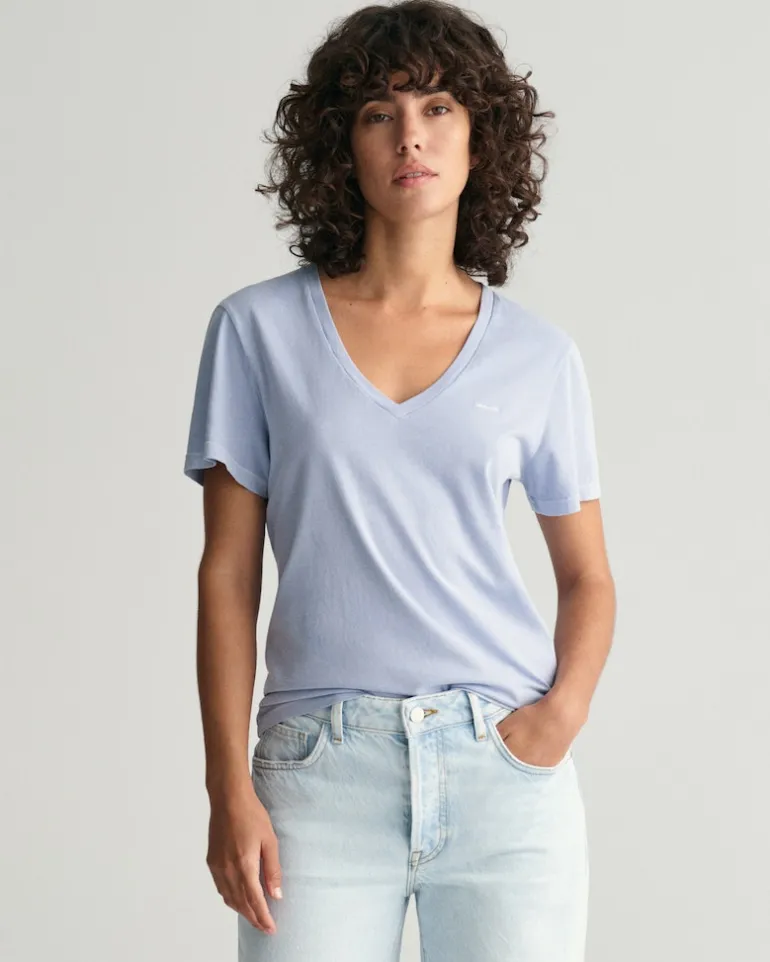 Sunfaded V-Neck T-Shirt dove blue