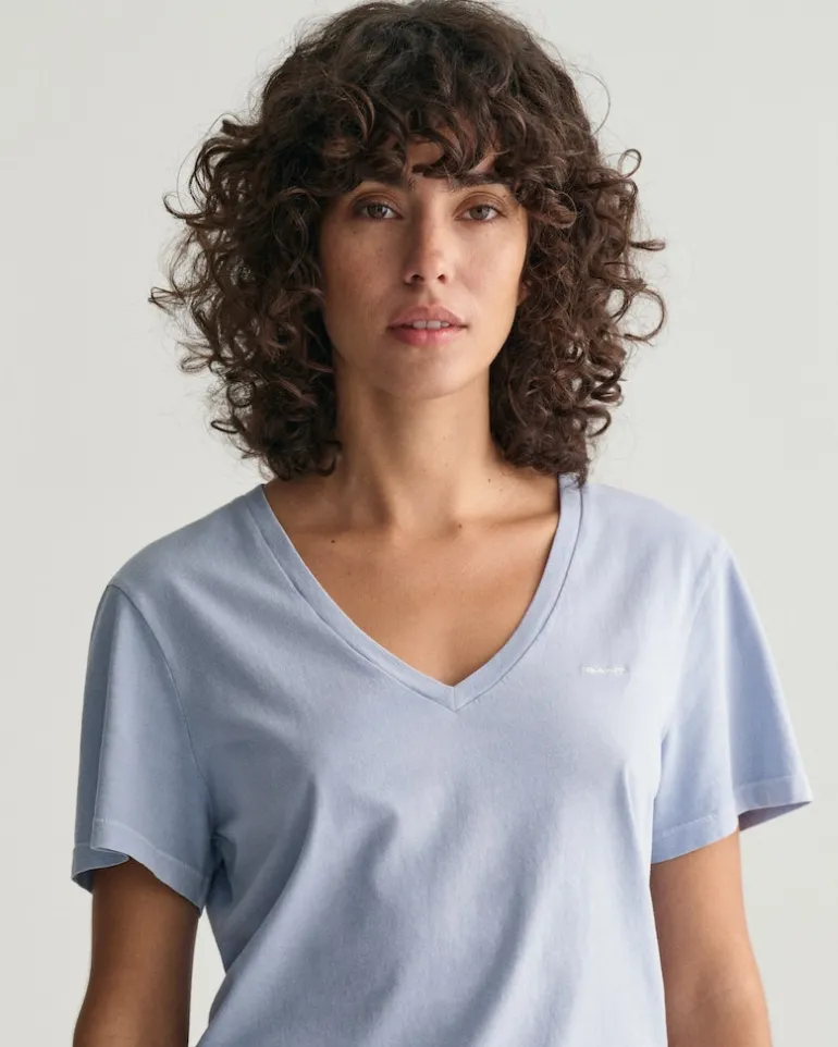 Sunfaded V-Neck T-Shirt dove blue