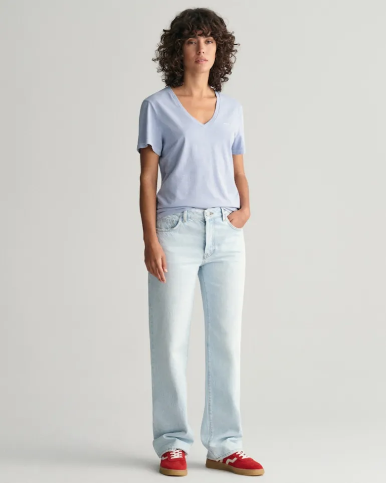 Sunfaded V-Neck T-Shirt dove blue