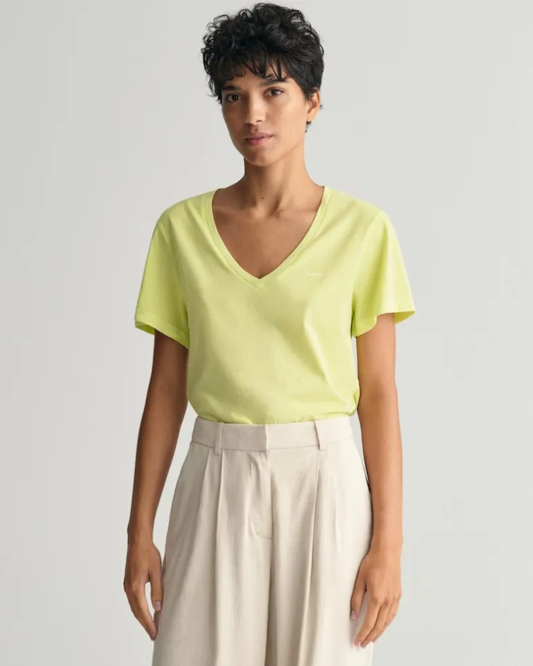 Sunfaded V-Neck T-Shirt pastel lime