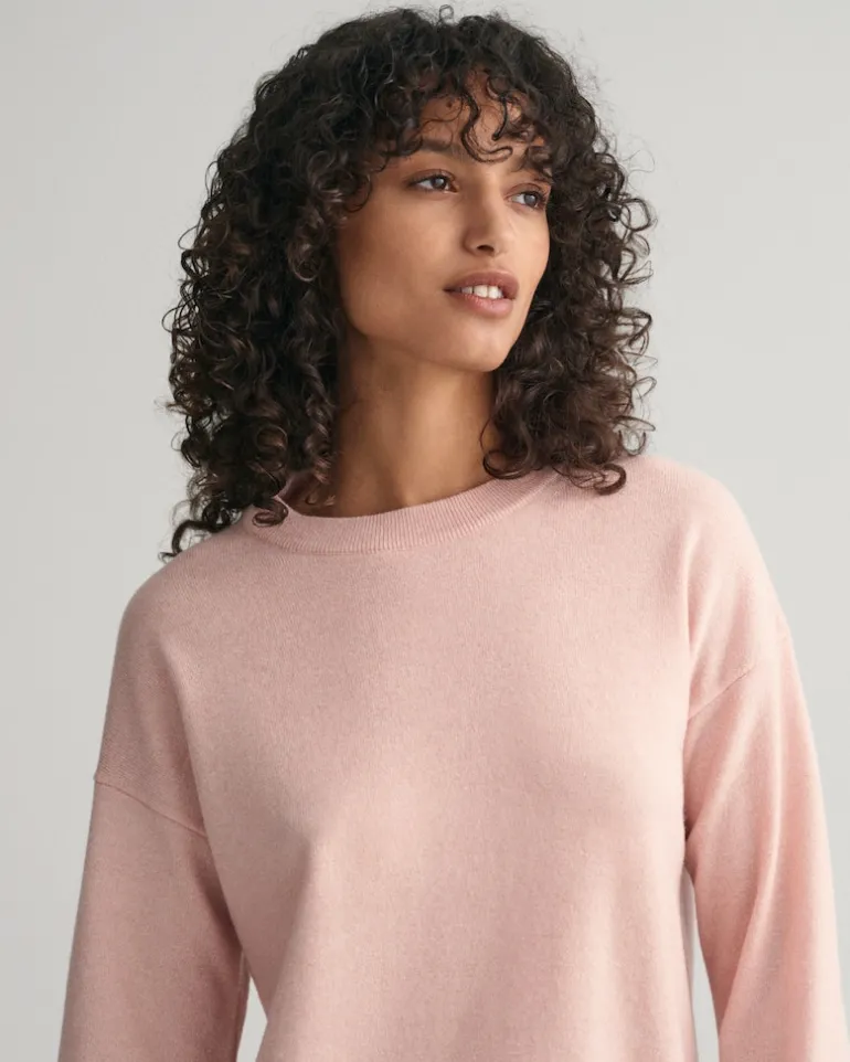 Superfine Lambswool Rundhalspullover faded pink