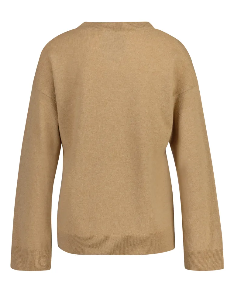 Superfine Lambswool Rundhalspullover dark khaki