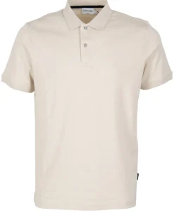 SUPIMA SLUB LOGO COLLAR POLO stony beige