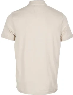 SUPIMA SLUB LOGO COLLAR POLO stony beige