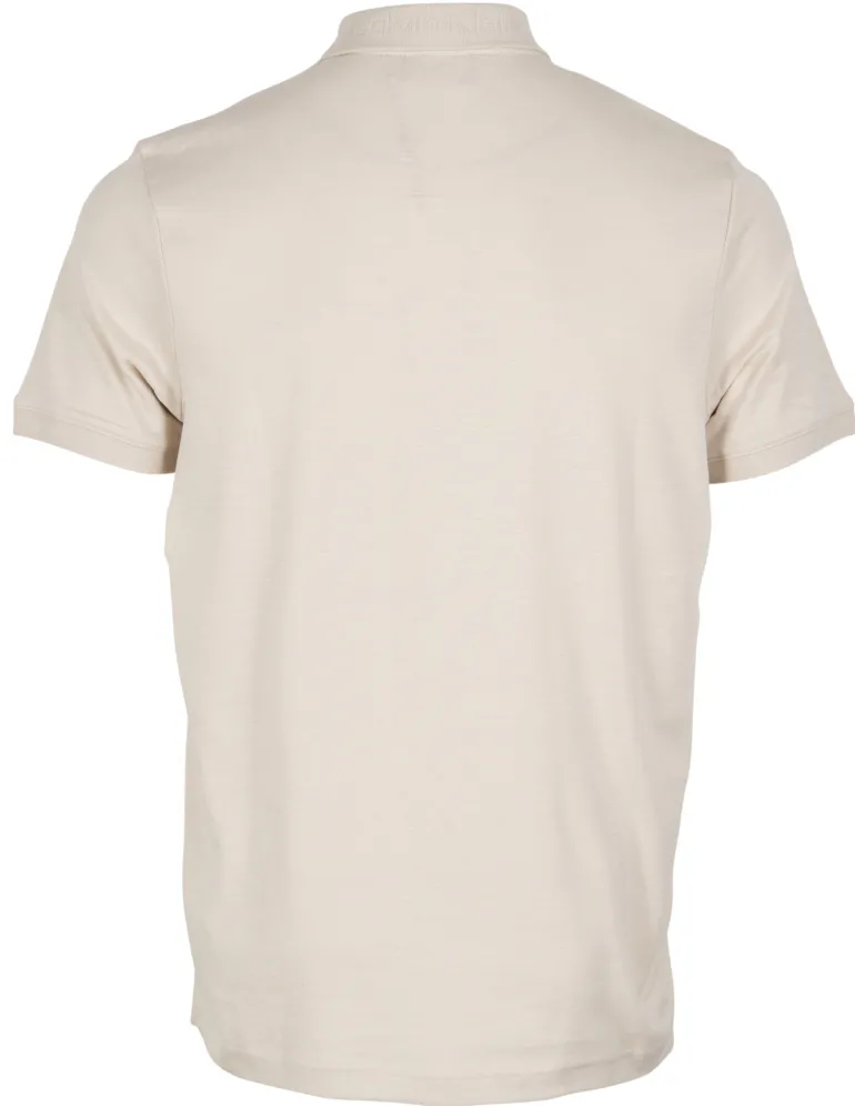 SUPIMA SLUB LOGO COLLAR POLO stony beige