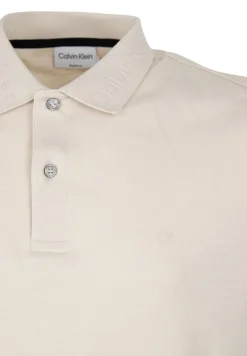 SUPIMA SLUB LOGO COLLAR POLO stony beige