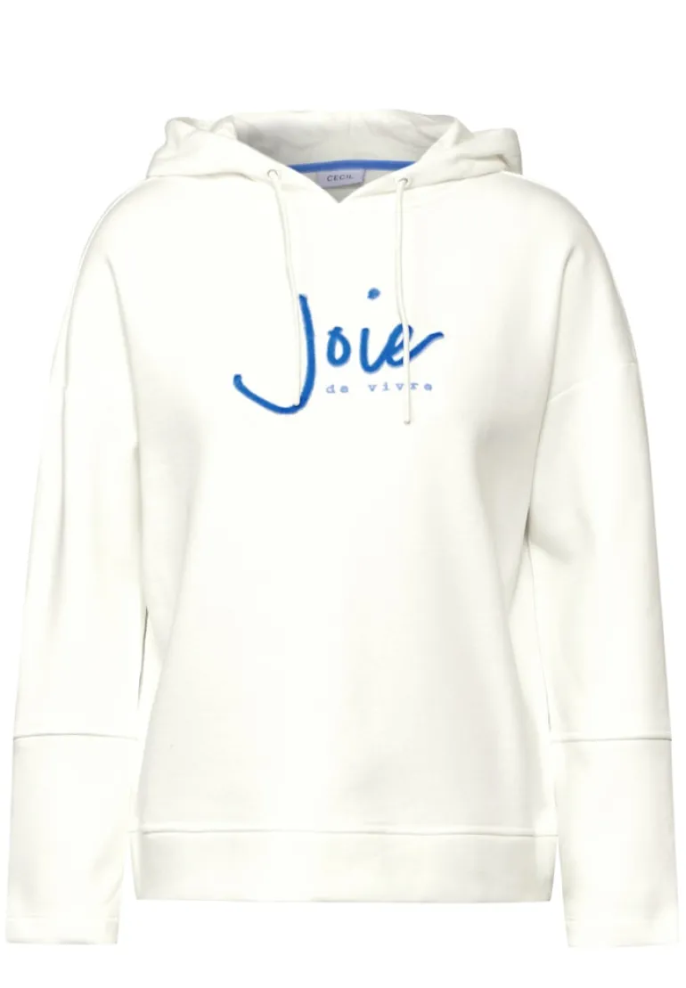 Sweathoodie mit Artwork vanilla white
