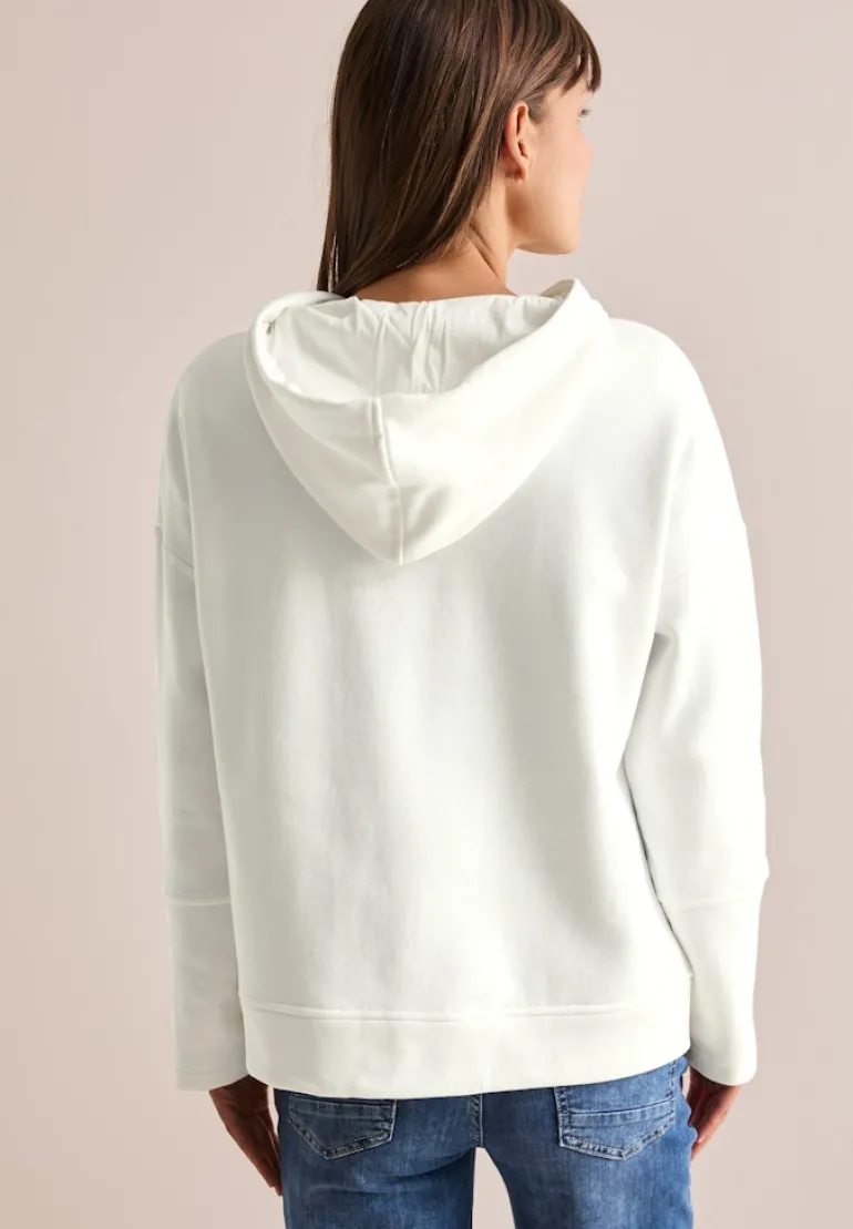 Sweathoodie mit Artwork vanilla white