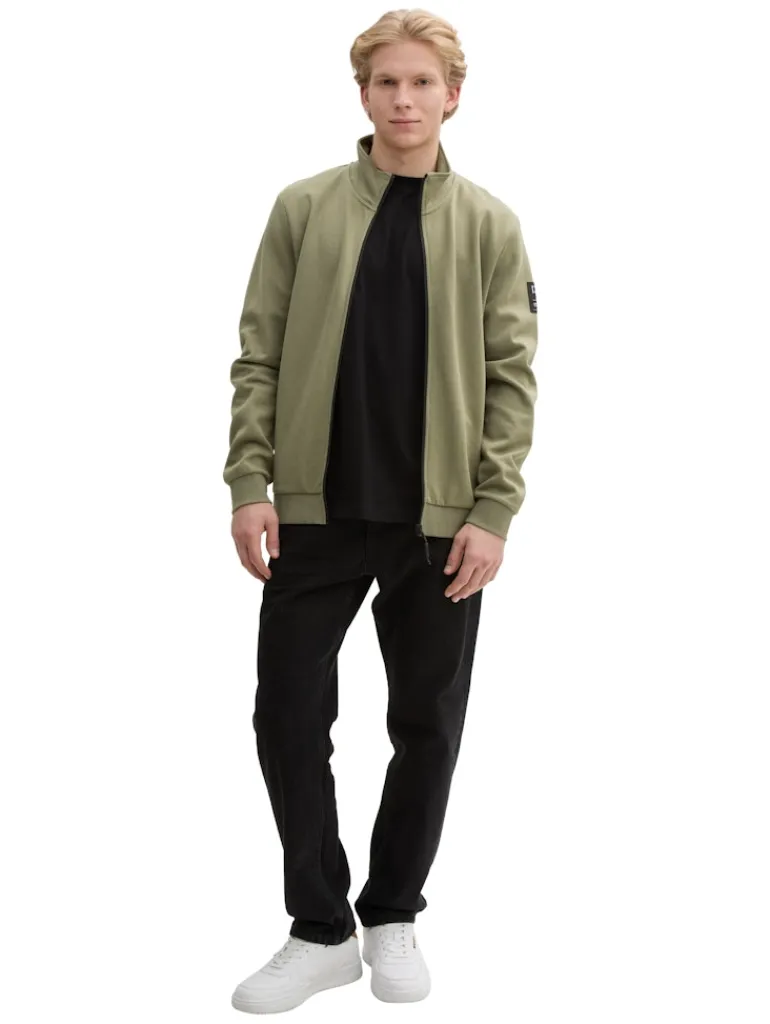 Sweatjacke mit Stehkragen tree moss green
