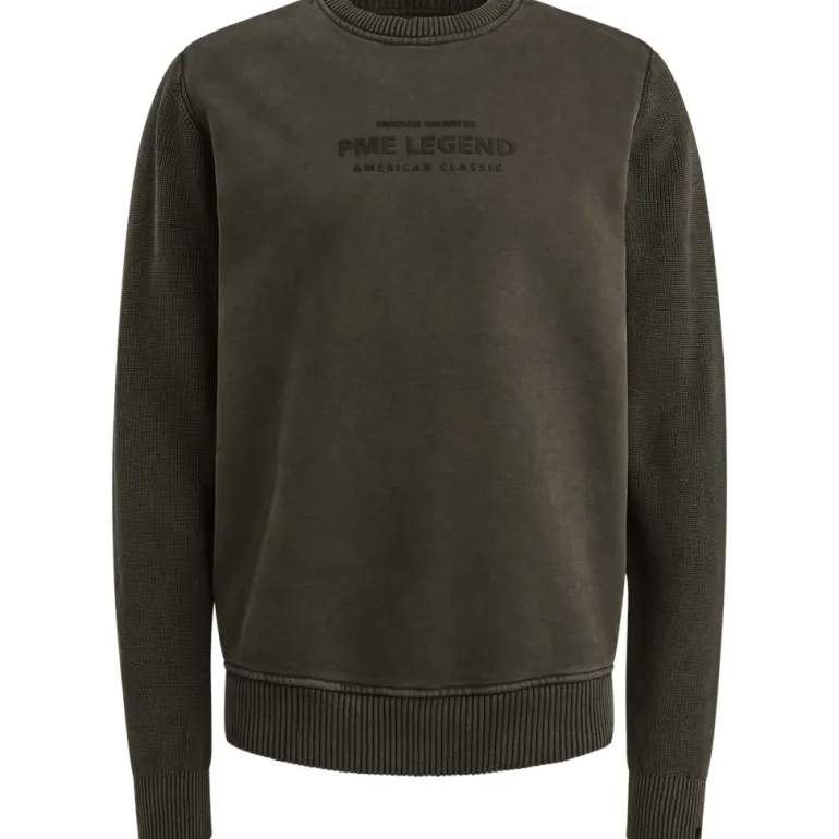 sweat knit combination dark grey