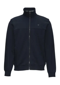 Sweatshirt Jacke mit Stehkragen und Logo-Detail blau