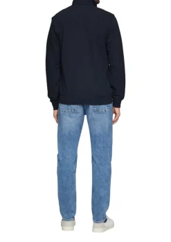 Sweatshirt Jacke mit Stehkragen und Logo-Detail blau