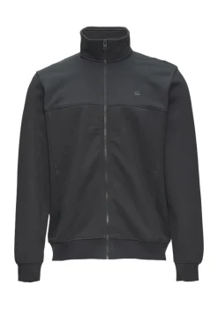 Sweatshirt Jacke mit Stehkragen und Logo-Detail grau