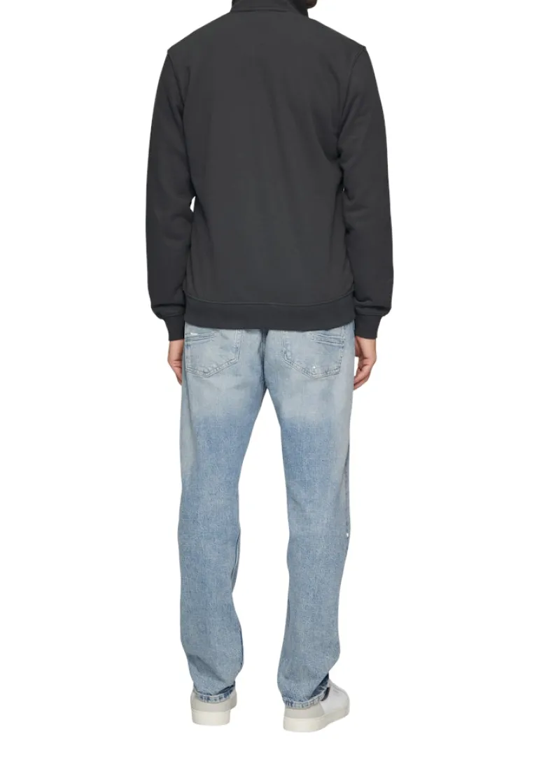 Sweatshirt Jacke mit Stehkragen und Logo-Detail grau