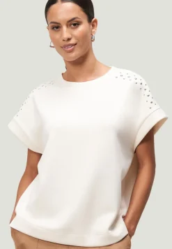 Sweatshirt mit Nieten patch creamsilver