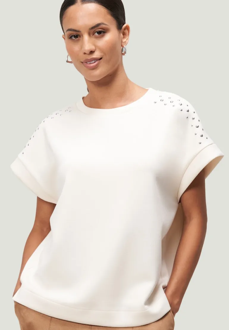 Sweatshirt mit Nieten patch creamsilver