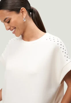Sweatshirt mit Nieten patch creamsilver