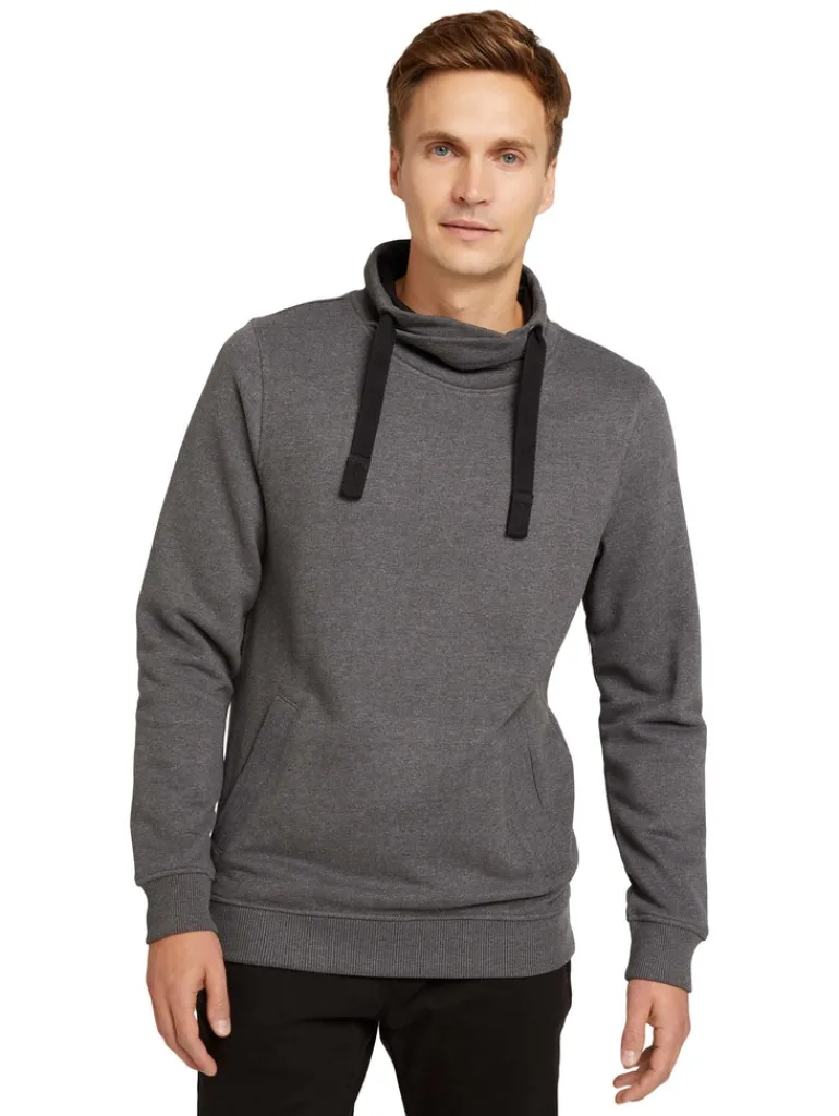 Sweatshirt mit Stehkragen anthracite melange