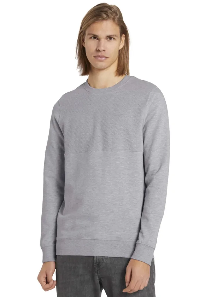 Sweatshirt mit Stepp-Struktur light stone grey melange