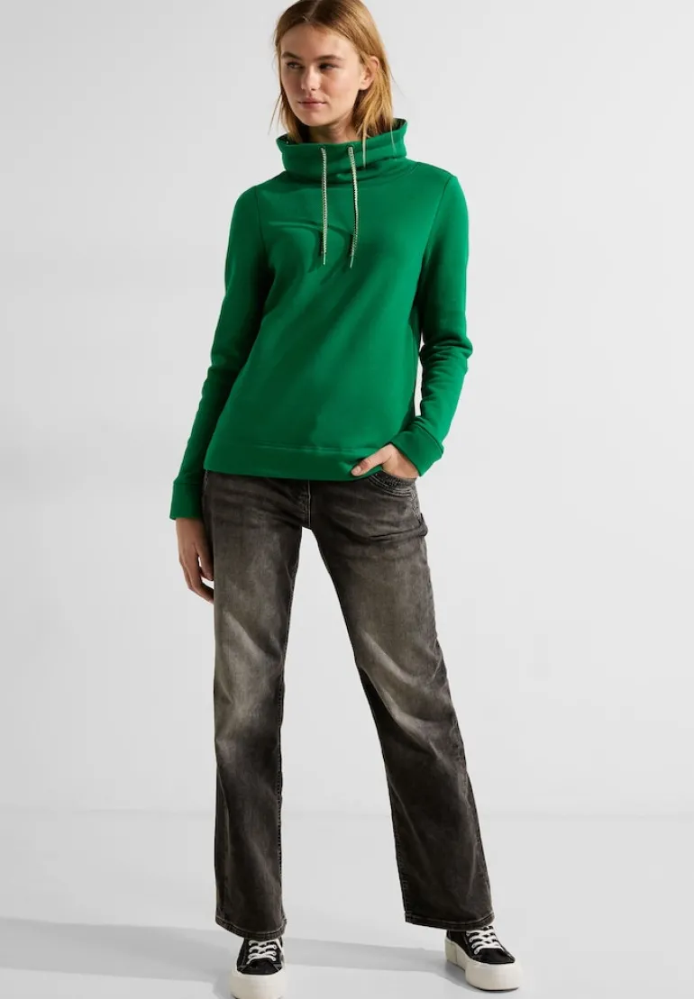 Sweatshirt mit Volumenkragen easy green