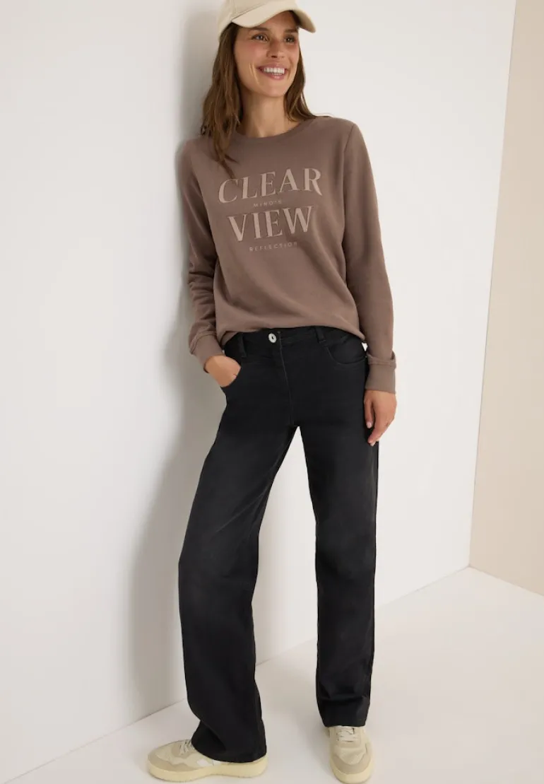 Sweatshirt mit Wording cocoa taupe