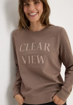 Sweatshirt mit Wording cocoa taupe