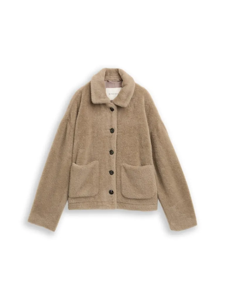 Teddy Jacke mit Taschen soft taupe grey