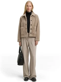 Teddy Jacke mit Taschen soft taupe grey